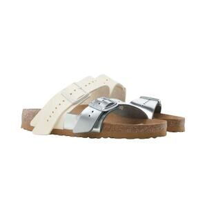 Rick Owens Birkenstock Arizona Leather Slides EU 38 US W 7 Milk / Silver